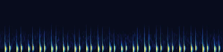 Spectrogram of heart sounds showing one bright column per beat